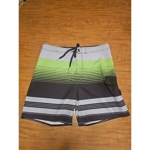 Mens B Split Stretch Board Shorts Swim Trunks XXL Green Gray D17